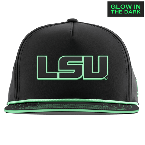 Louisiana State University "LSU Glow Series" Limited Edition Glow Flat 5 Panel Rope Black + White Glow Rope