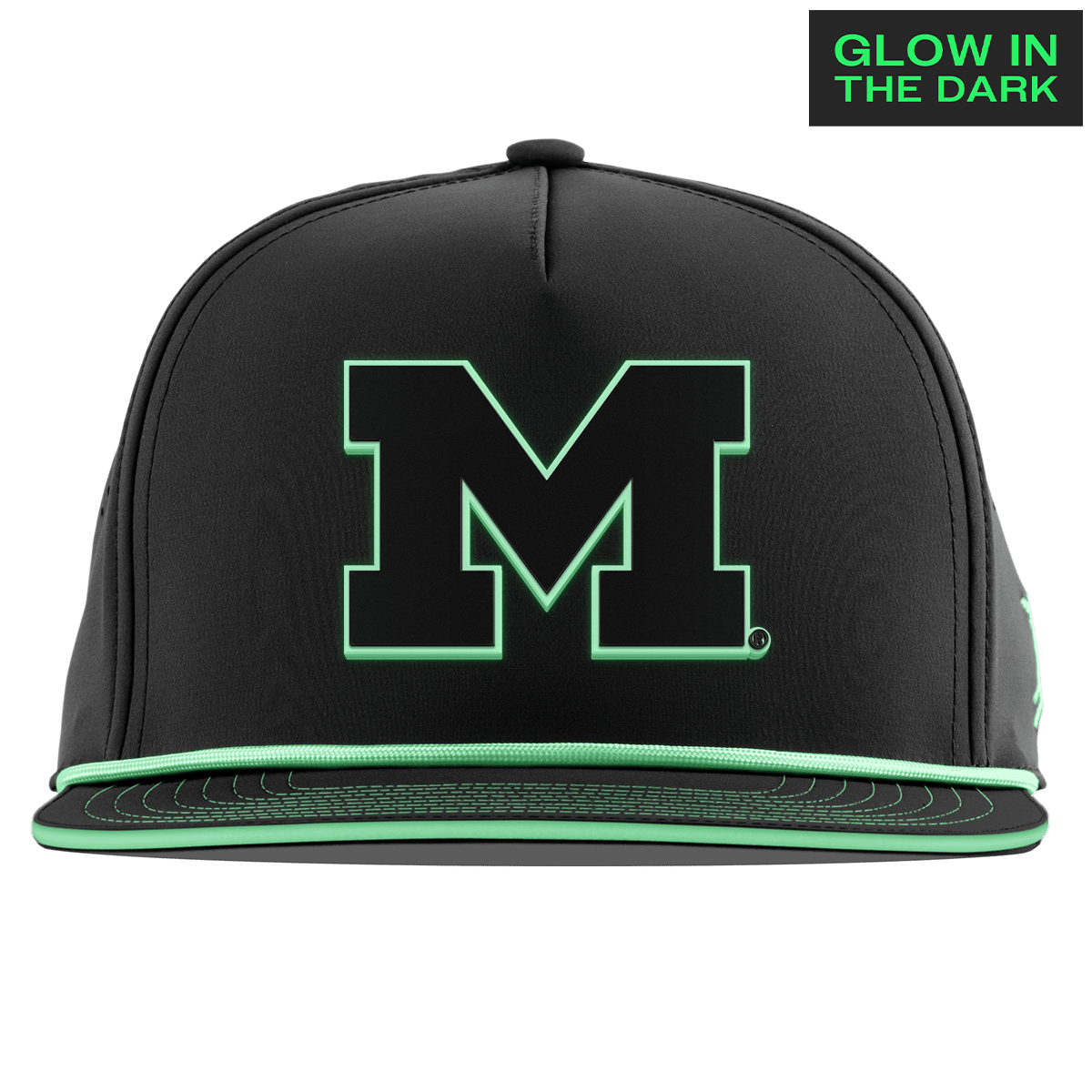 University of Michigan "Michigan Glow Series" Limited Edition Glow Flat 5 Panel Rope Black + White Glow Rope
