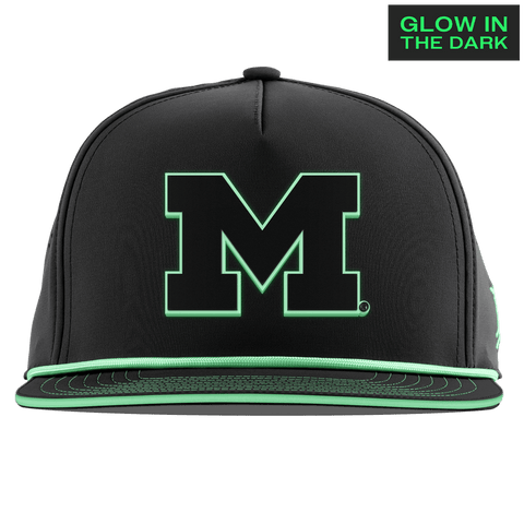 University of Michigan "Michigan Glow Series" Limited Edition Glow Flat 5 Panel Rope Black + White Glow Rope