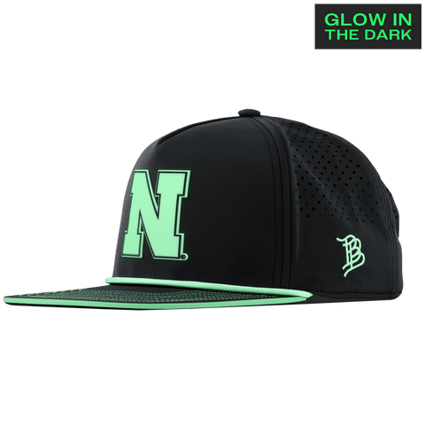University of Nebraska "Nebraska Glow Series" Limited Edition Glow Flat 5 Panel Rope Black + White Glow Rope