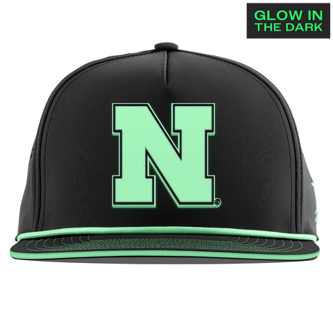 University of Nebraska "Nebraska Glow Series" Limited Edition Glow Flat 5 Panel Rope Black + White Glow Rope