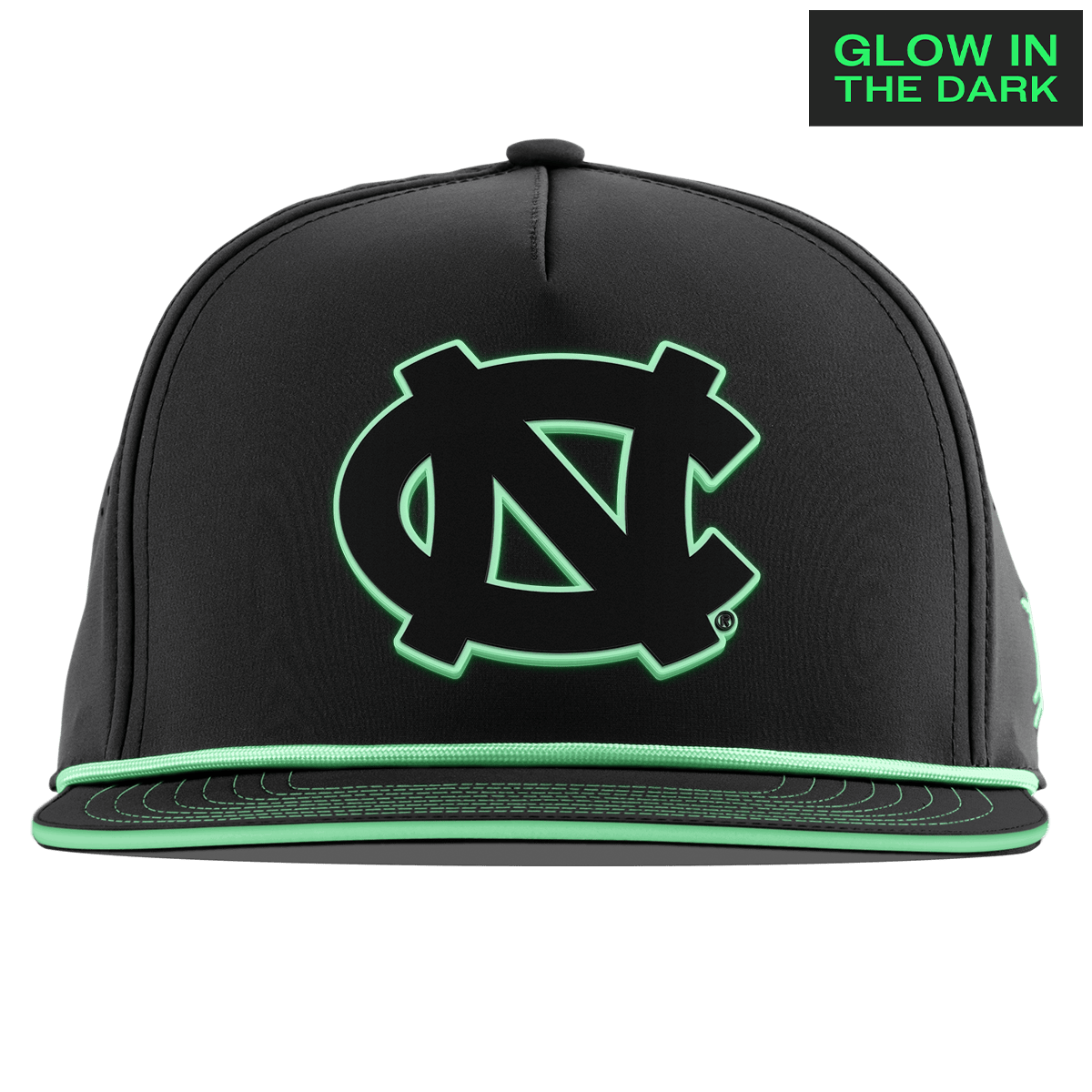 University of North Carolina "North Carolina Glow Series" Limited Edition Glow Flat 5 Panel Rope Black + White Glow Rope