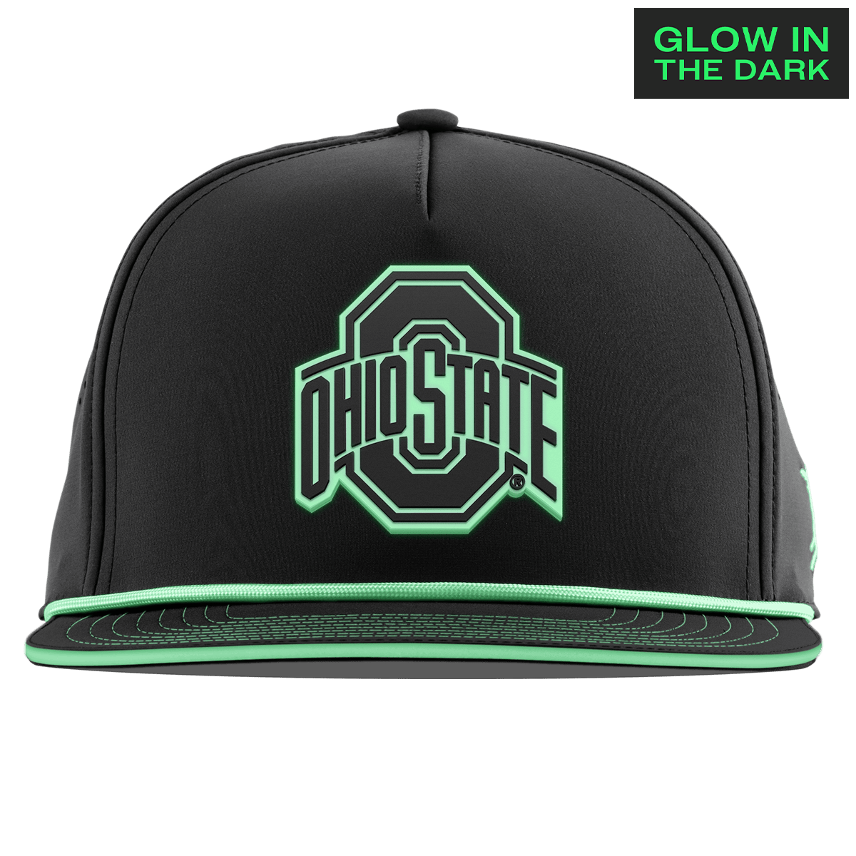 Ohio State University "Ohio State Glow Series" Limited Edition Glow Flat 5 Panel Rope Black + White Glow Rope