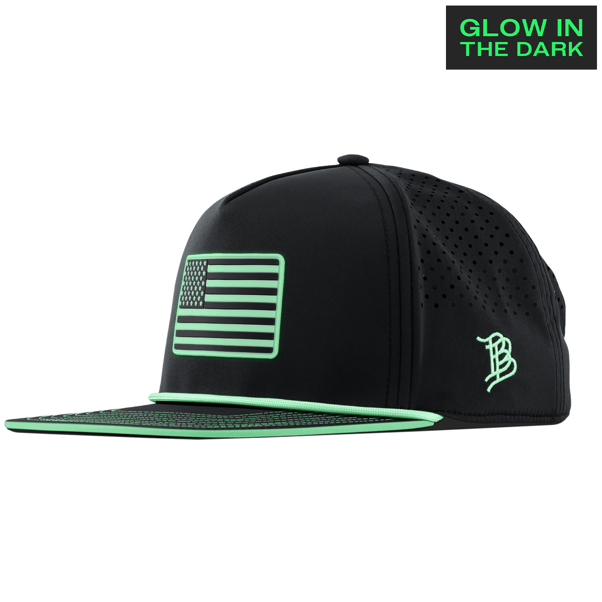 Old Glory Glow Limited Edition Flat 5 Panel Rope Black + White Glow Rope