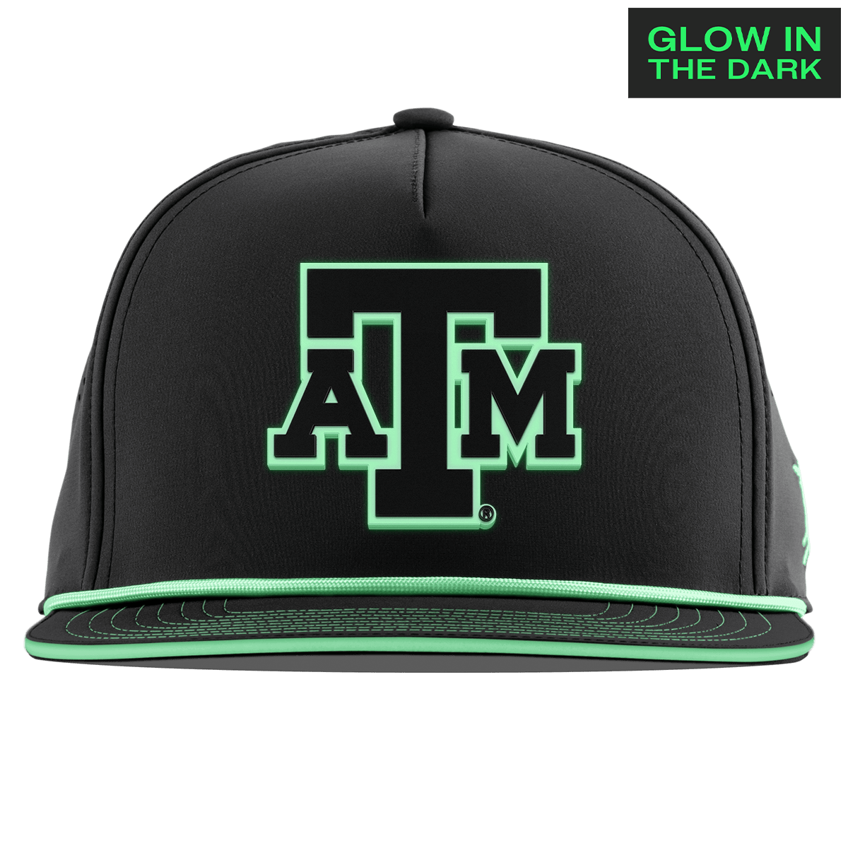 Texas A&M University "Texas A&M Glow Series" Limited Edition Glow Flat 5 Panel Rope Black + White Glow Rope