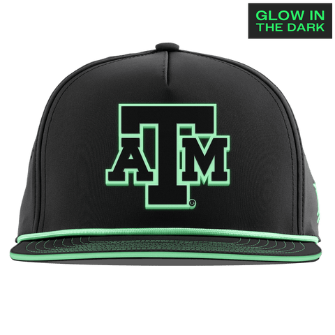 Texas A&M University "Texas A&M Glow Series" Limited Edition Glow Flat 5 Panel Rope Black + White Glow Rope