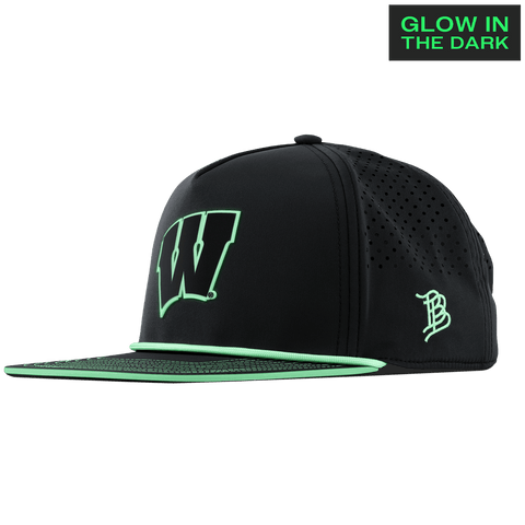 University of Wisconsin "Wisconsin Glow Series" Limited Edition Glow Flat 5 Panel Rope Black + White Glow Rope