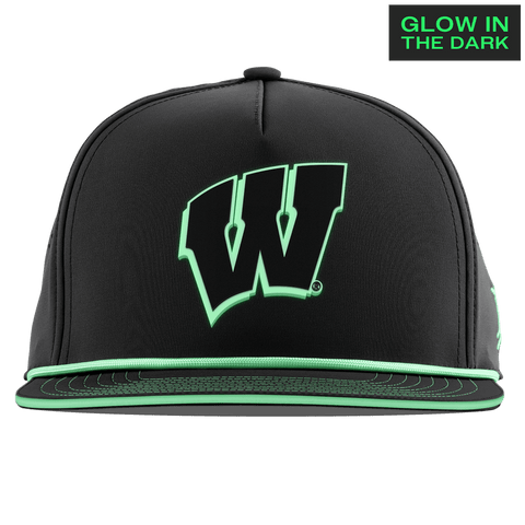 University of Wisconsin "Wisconsin Glow Series" Limited Edition Glow Flat 5 Panel Rope Black + White Glow Rope