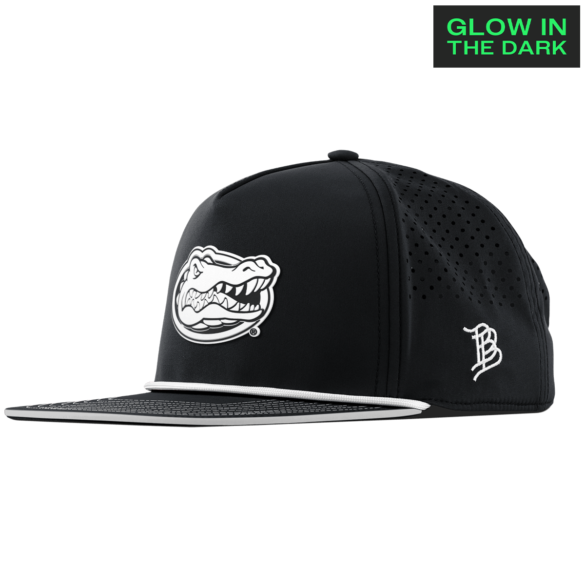 University of Florida "Florida Glow Series" Limited Edition Glow Flat 5 Panel Rope Black + White Glow Rope