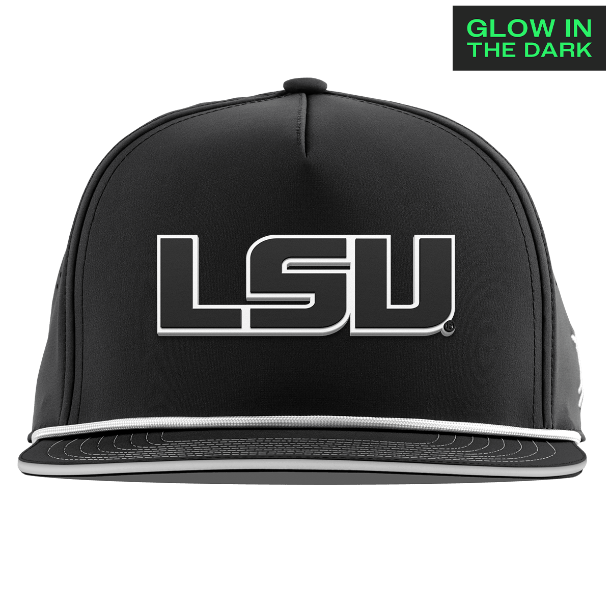 Louisiana State University "LSU Glow Series" Limited Edition Glow Flat 5 Panel Rope Black + White Glow Rope