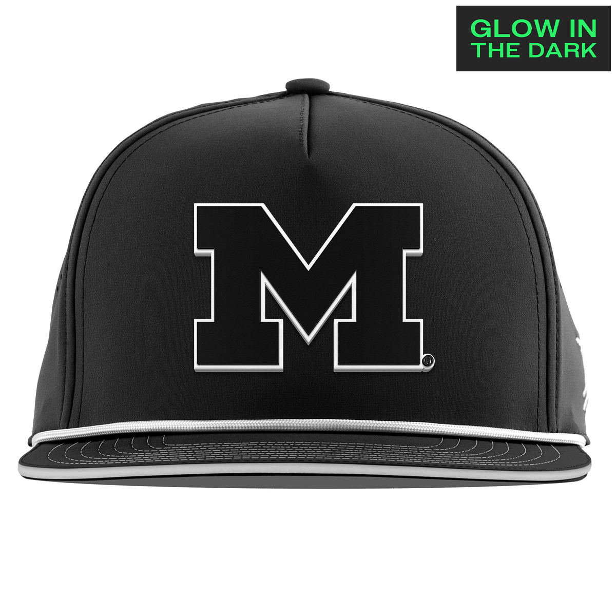 University of Michigan "Michigan Glow Series" Limited Edition Glow Flat 5 Panel Rope Black + White Glow Rope
