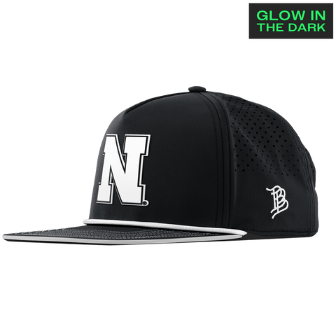 University of Nebraska "Nebraska Glow Series" Limited Edition Glow Flat 5 Panel Rope Black + White Glow Rope