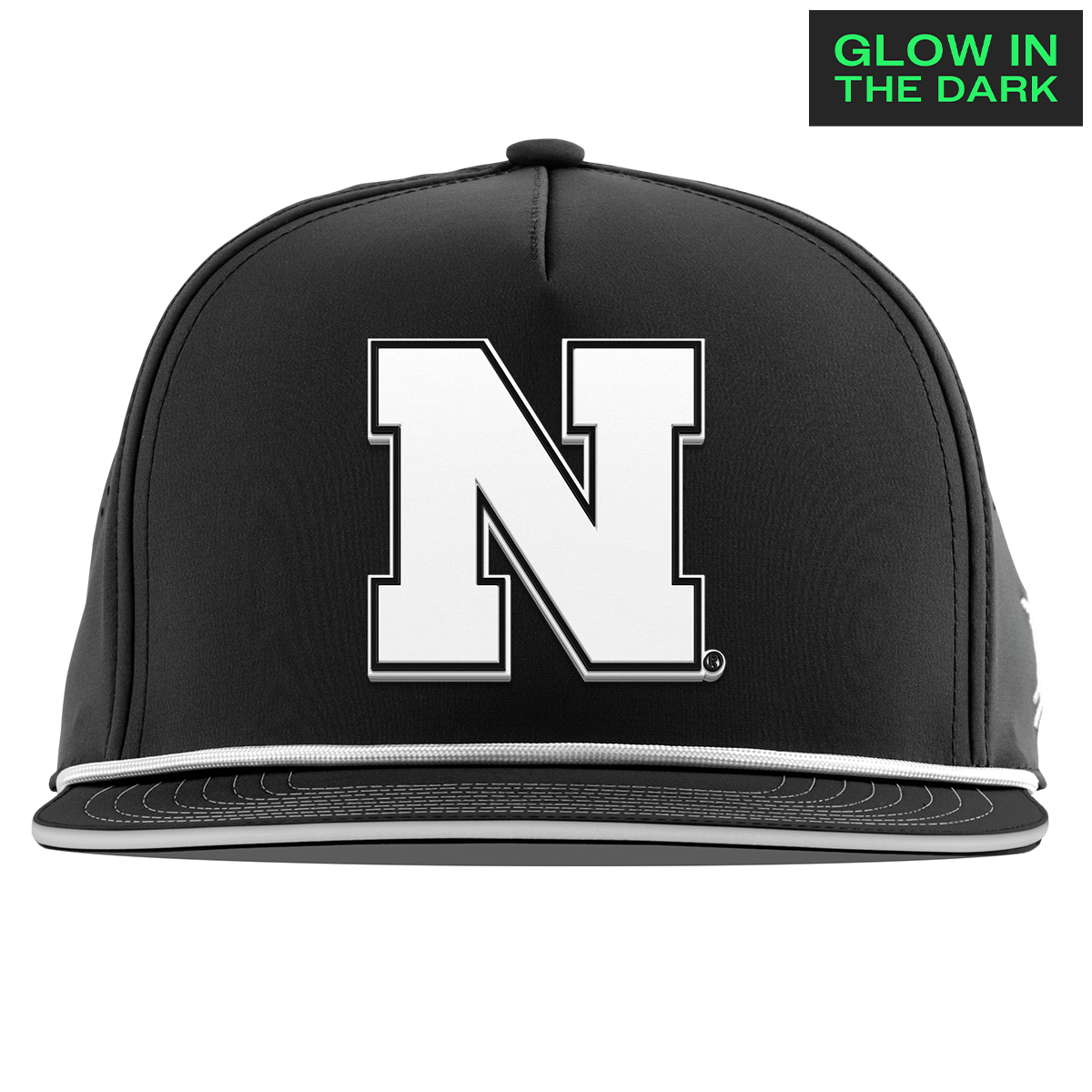 University of Nebraska "Nebraska Glow Series" Limited Edition Glow Flat 5 Panel Rope Black + White Glow Rope