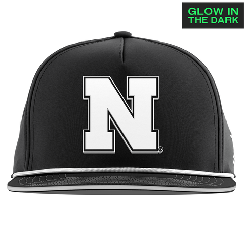 University of Nebraska "Nebraska Glow Series" Limited Edition Glow Flat 5 Panel Rope Black + White Glow Rope
