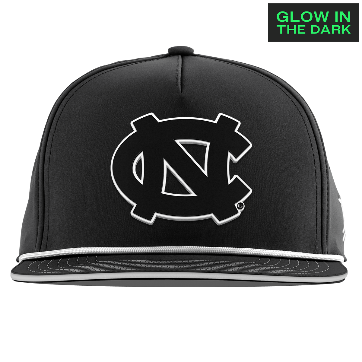 University of North Carolina "North Carolina Glow Series" Limited Edition Glow Flat 5 Panel Rope Black + White Glow Rope