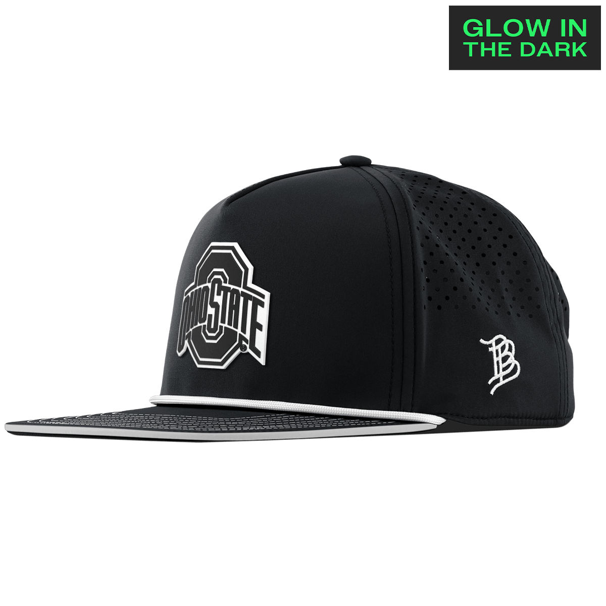 Ohio State University "Ohio State Glow Series" Limited Edition Glow Flat 5 Panel Rope Black + White Glow Rope
