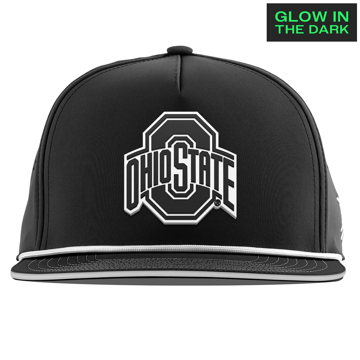 Ohio State University "Ohio State Glow Series" Limited Edition Glow Flat 5 Panel Rope Black + White Glow Rope