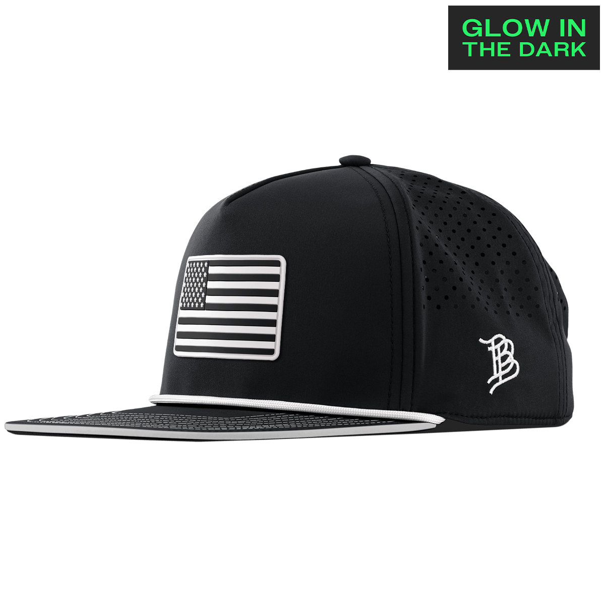 Old Glory Glow Limited Edition Flat 5 Panel Rope Black + White Glow Rope