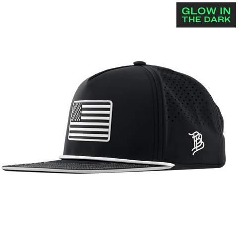 Old Glory Glow Limited Edition Flat 5 Panel Rope Black + White Glow Rope