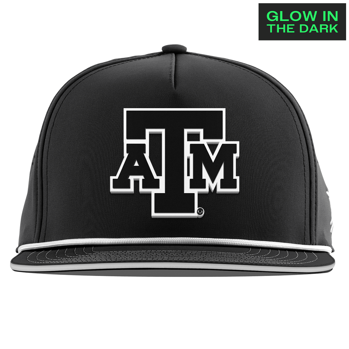 Texas A&M University "Texas A&M Glow Series" Limited Edition Glow Flat 5 Panel Rope Black + White Glow Rope