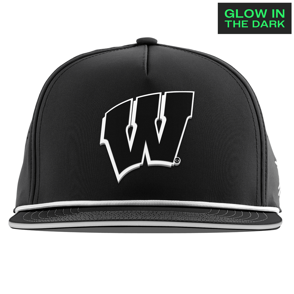 University of Wisconsin "Wisconsin Glow Series" Limited Edition Glow Flat 5 Panel Rope Black + White Glow Rope