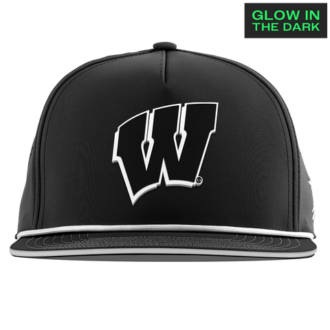 University of Wisconsin "Wisconsin Glow Series" Limited Edition Glow Flat 5 Panel Rope Black + White Glow Rope