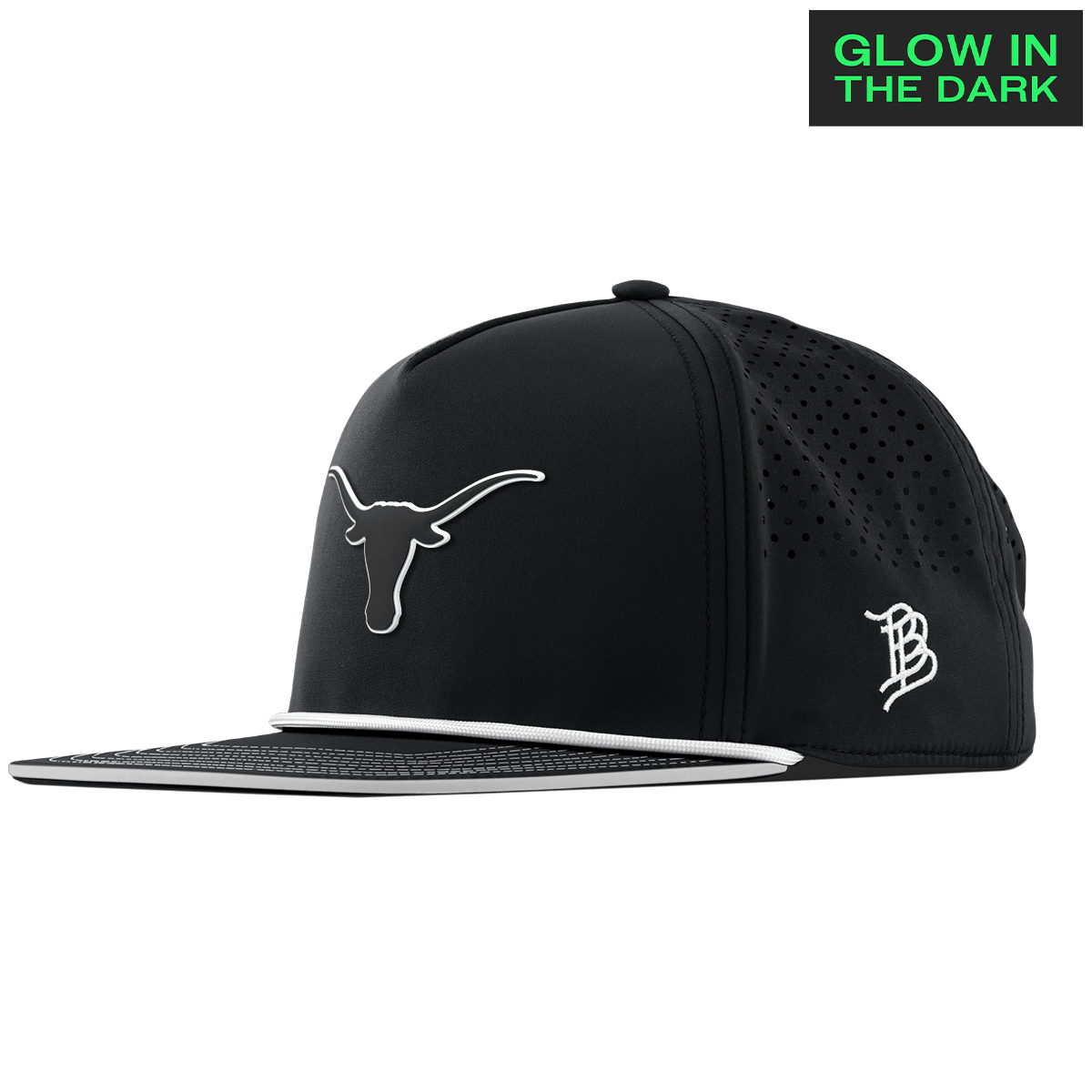 University of Texas "Texas Glow Series" Limited Edition Glow Flat 5 Panel Rope Black + White Glow Rope