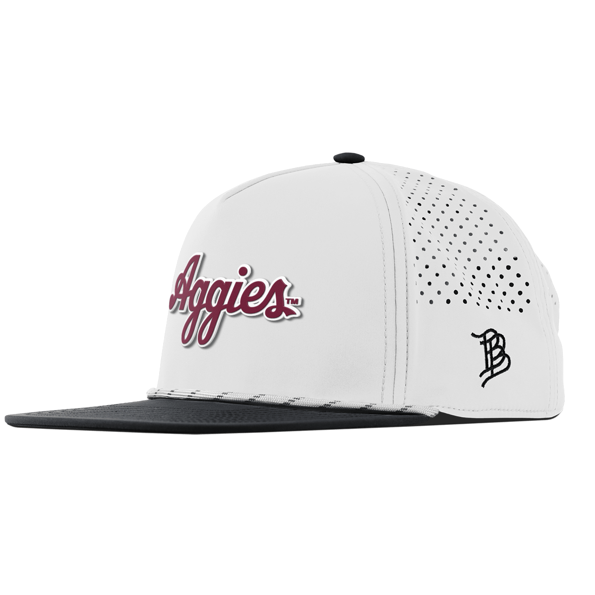 Texas A&M University "Aggies Script" Flat 5 Panel Rope White/Black