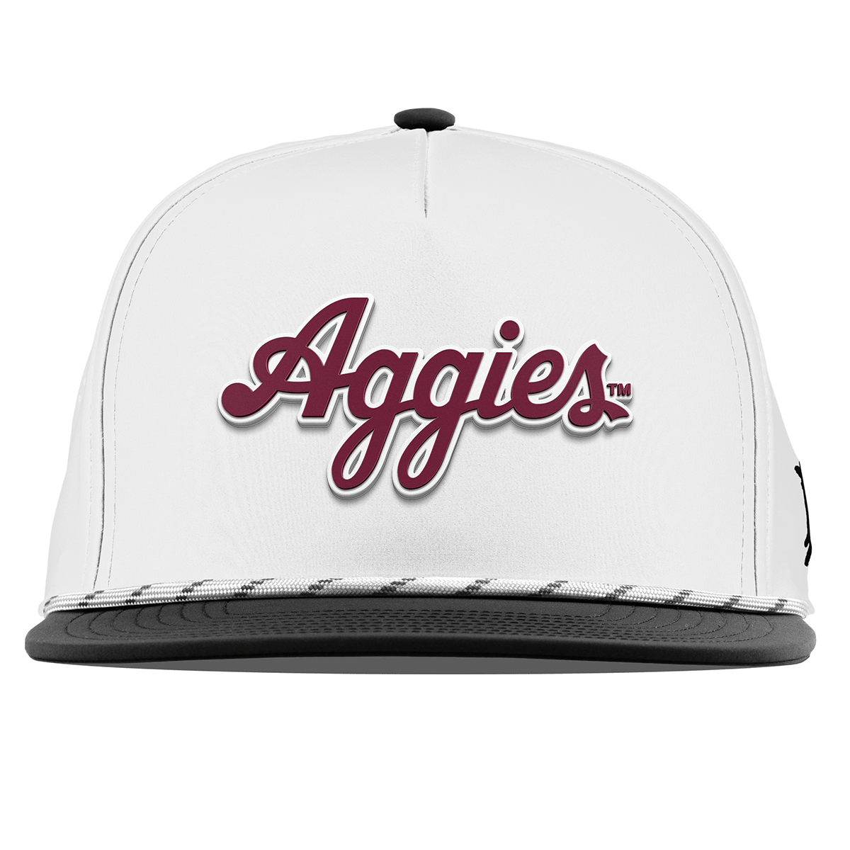 Texas A&M University "Aggies Script" Flat 5 Panel Rope White/Black