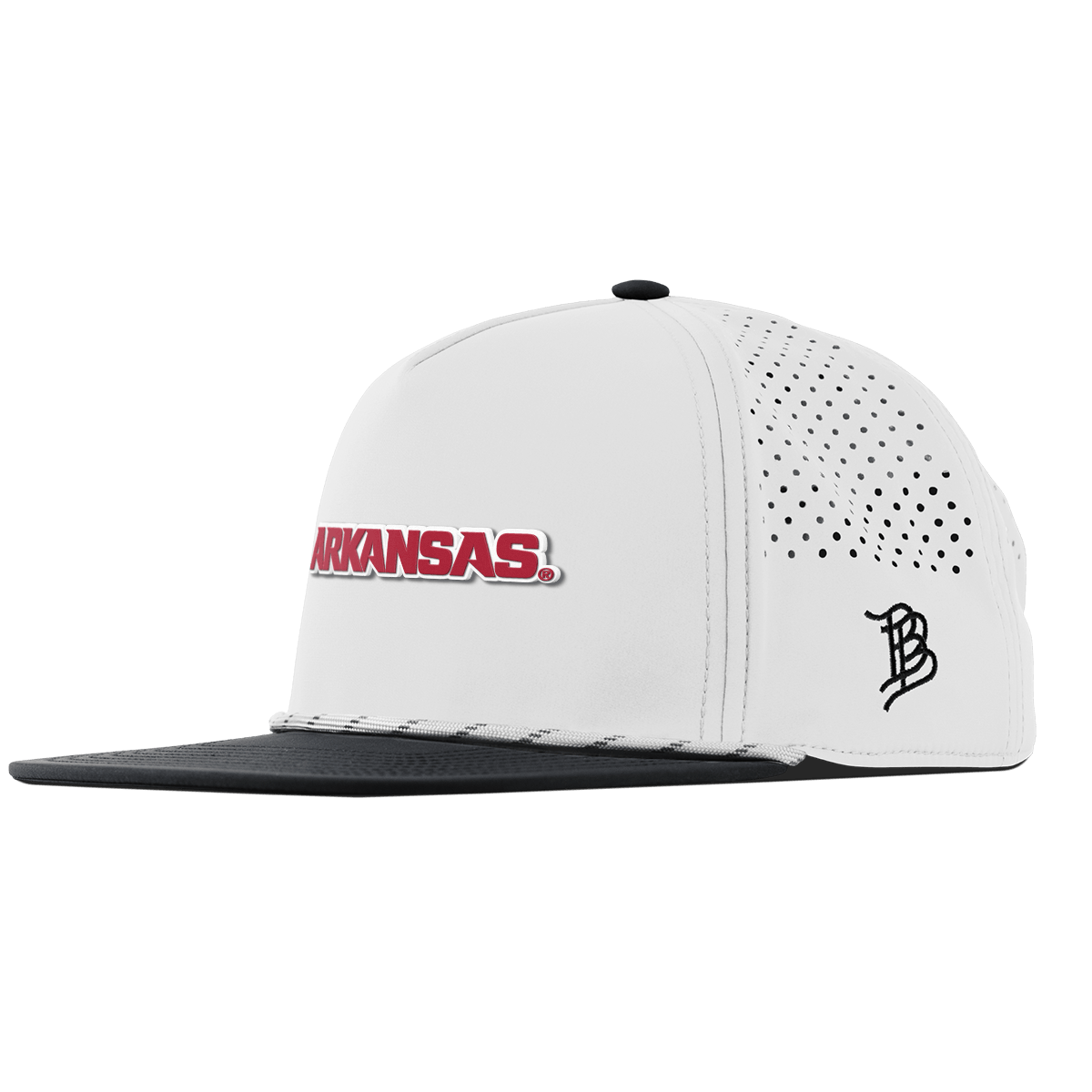 University of Arkansas "Arkansas Block" Flat 5 Panel Rope White/Black