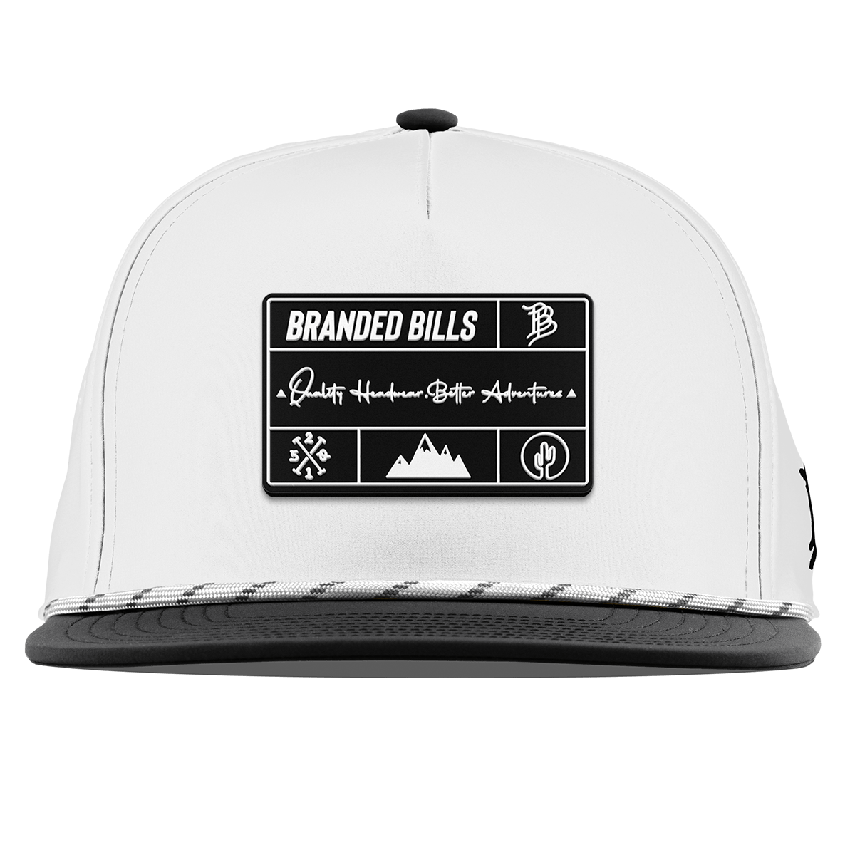Branded Team Logo PVC Flat 5 Panel Rope White/Black