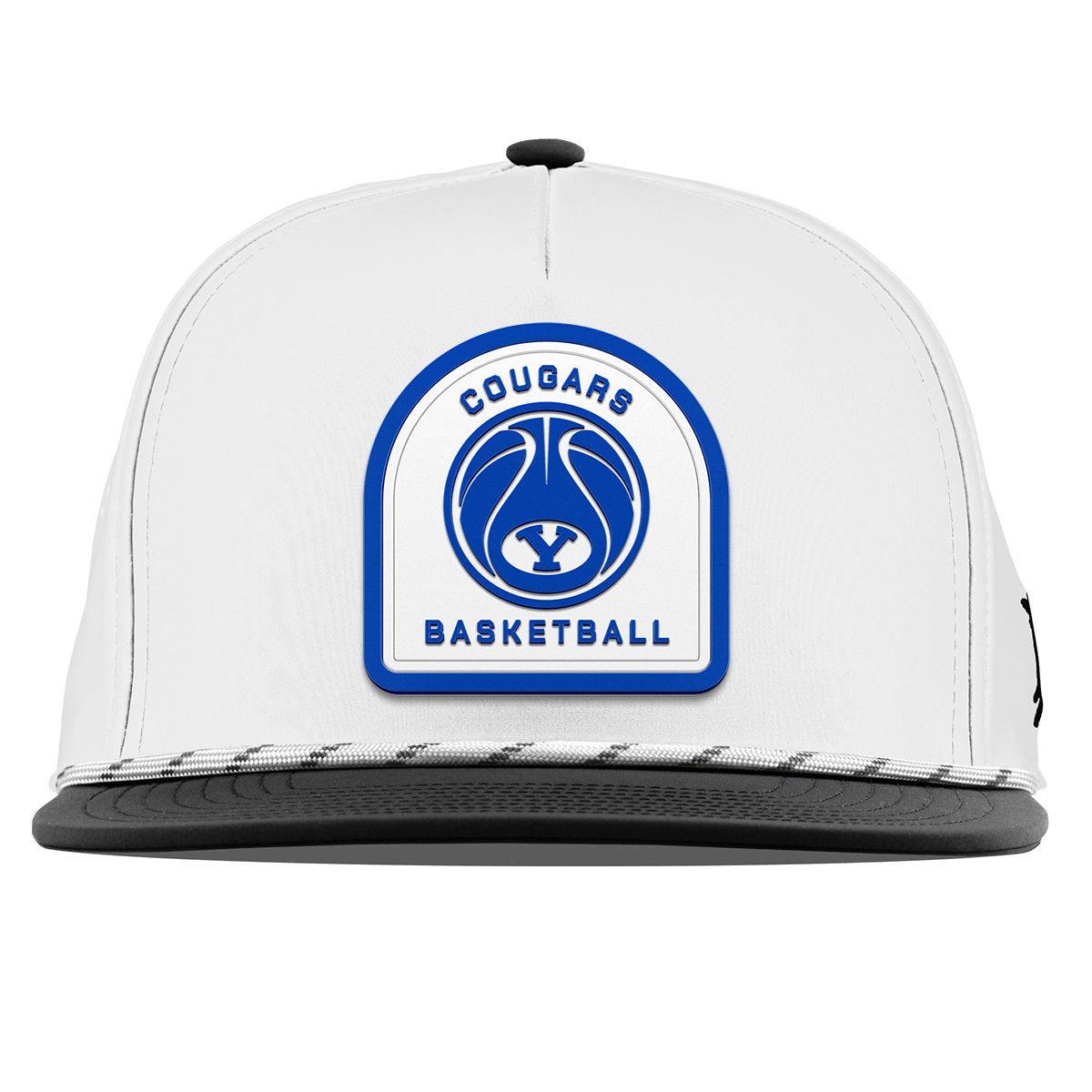 Brigham Young University "BYU Basketball" Flat 5 Panel Rope White/Black