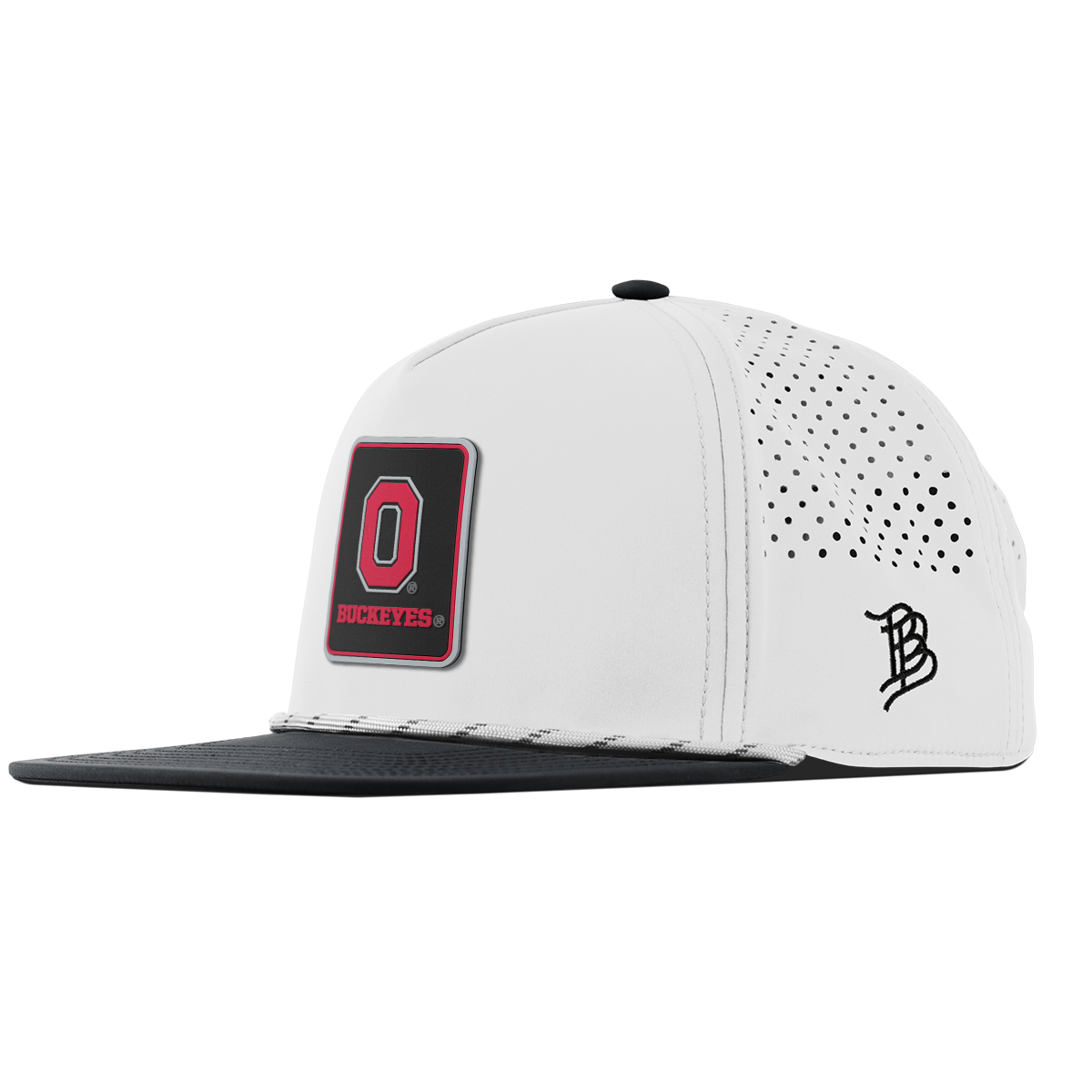 Ohio State University "Buckeyes Badge" Flat 5 Panel Rope White/Black