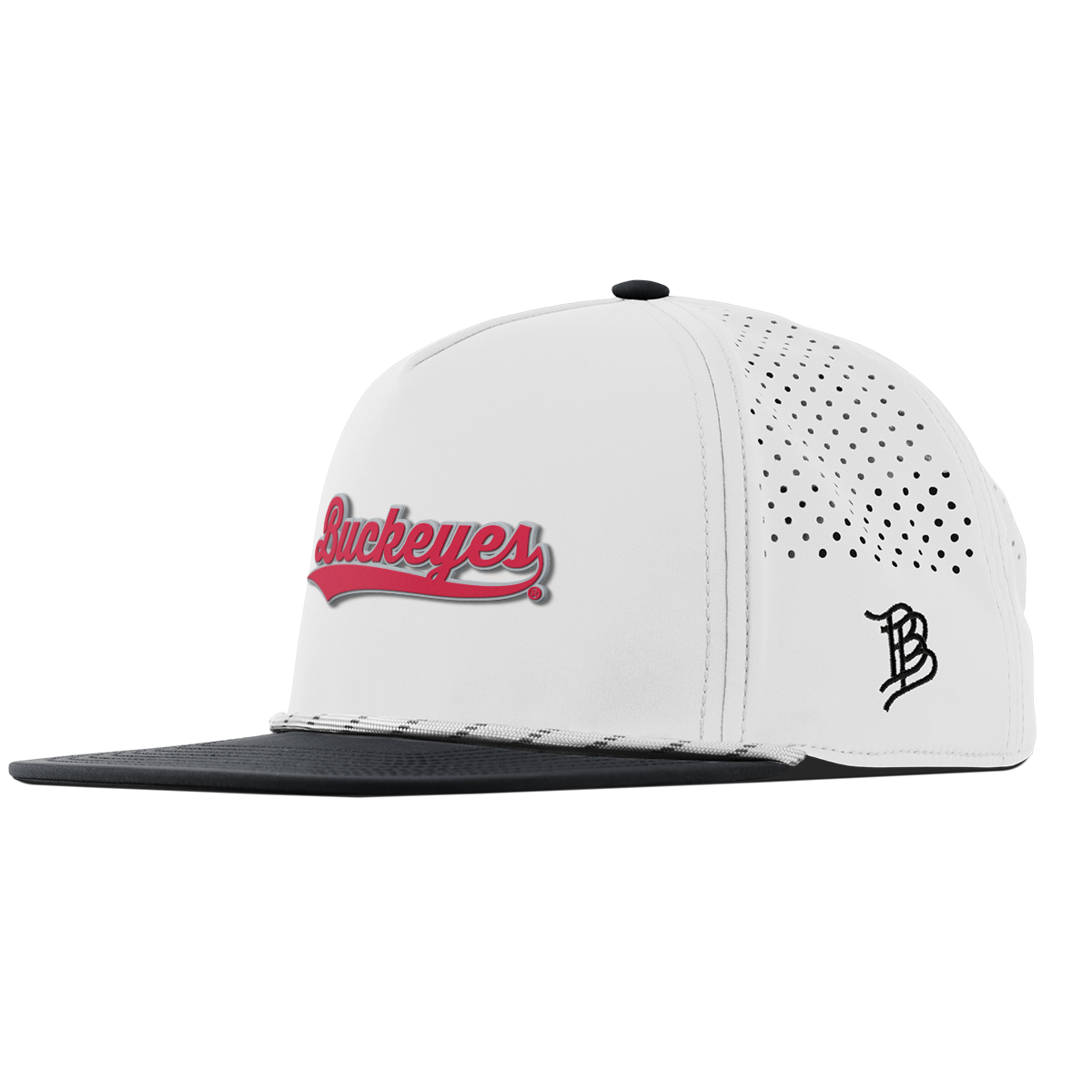 Ohio State University "Buckeyes Script" Flat 5 Panel Rope White/Black