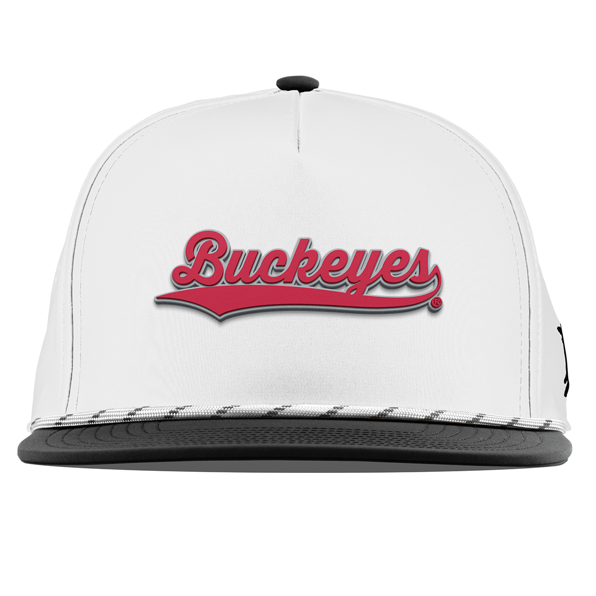 Ohio State University "Buckeyes Script" Flat 5 Panel Rope White/Black