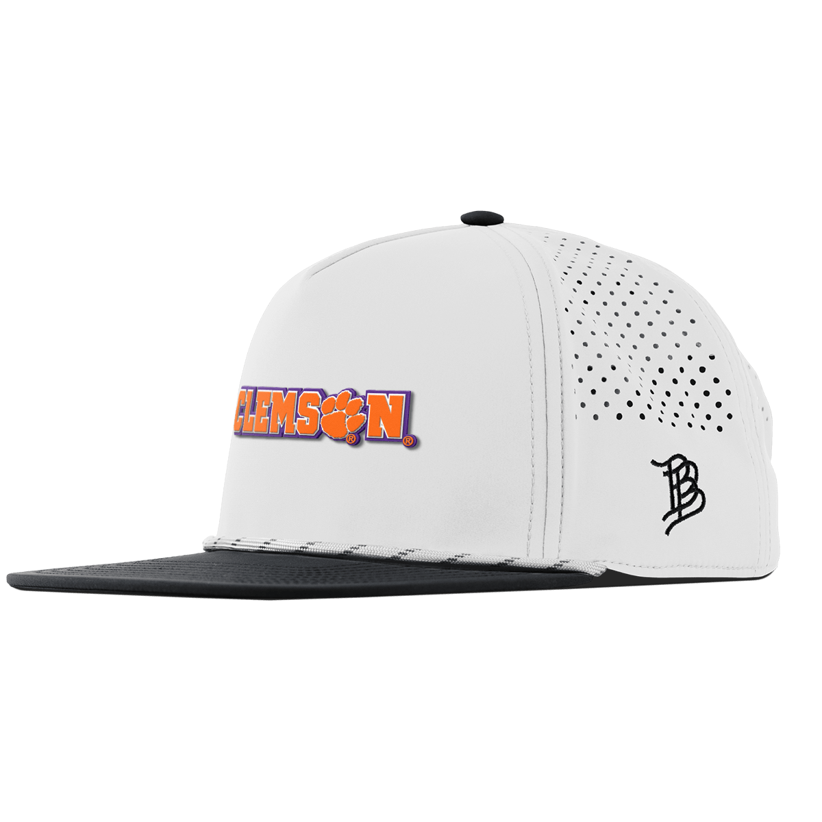 Clemson University "Clemson Block" Flat 5 Panel Rope White/Black