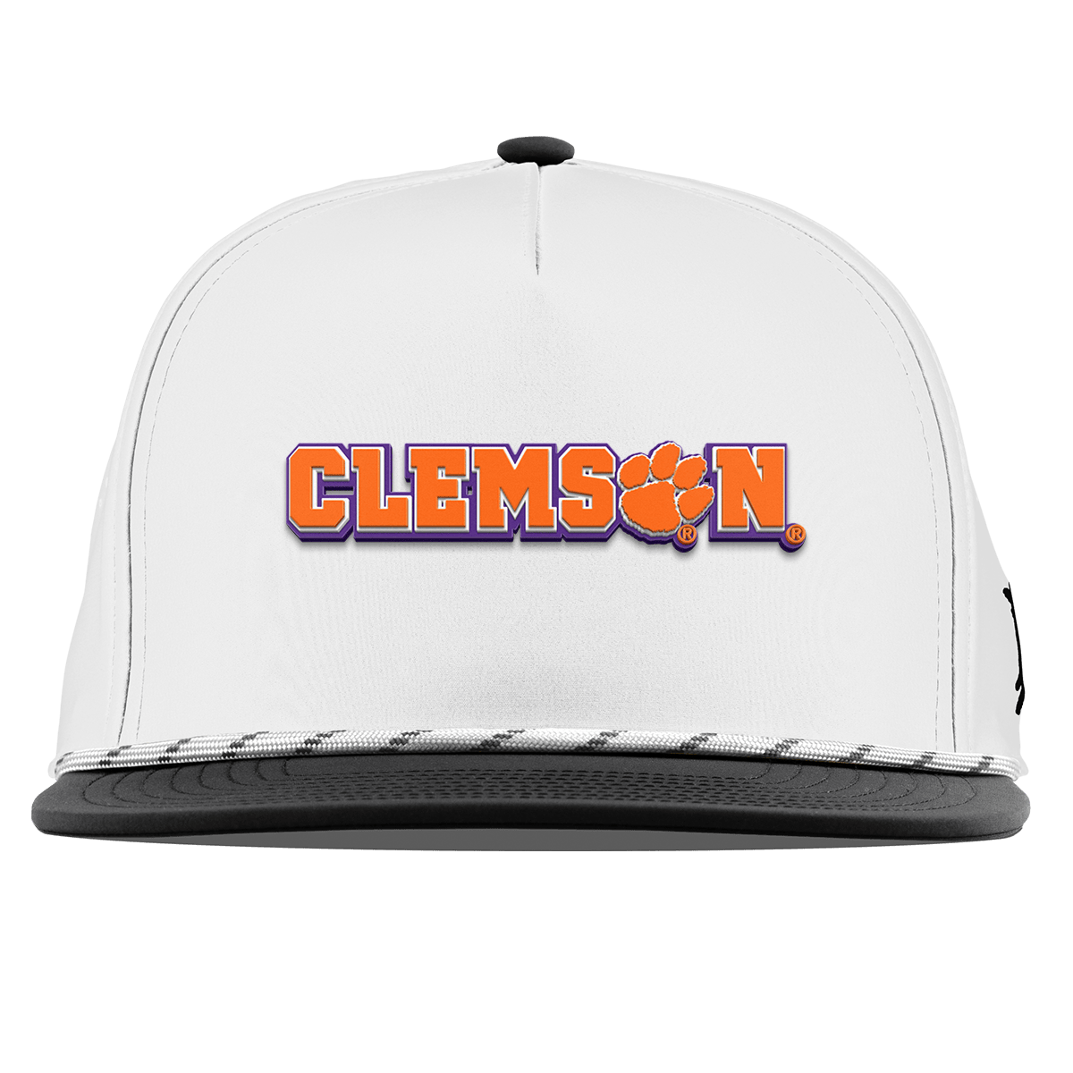 Clemson University "Clemson Block" Flat 5 Panel Rope White/Black