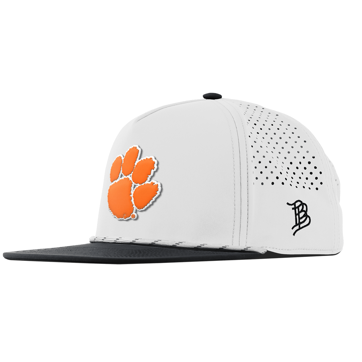 Clemson University "Clemson Tiger Paw" Flat 5 Panel Rope White/Black