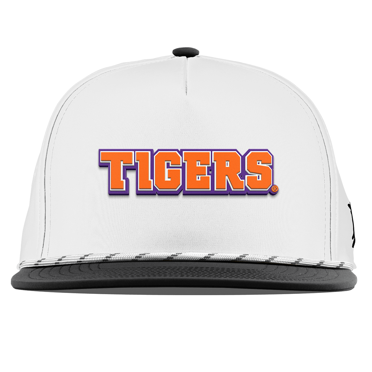 Clemson University "Clemson Tigers Block" Flat 5 Panel Rope White/Black