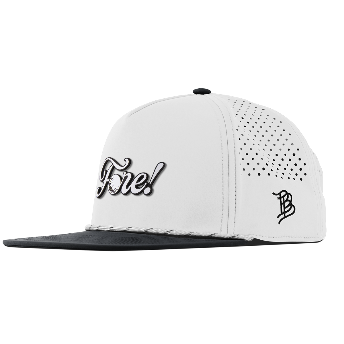 Fore! Script Flat 5 Panel Rope White/Black