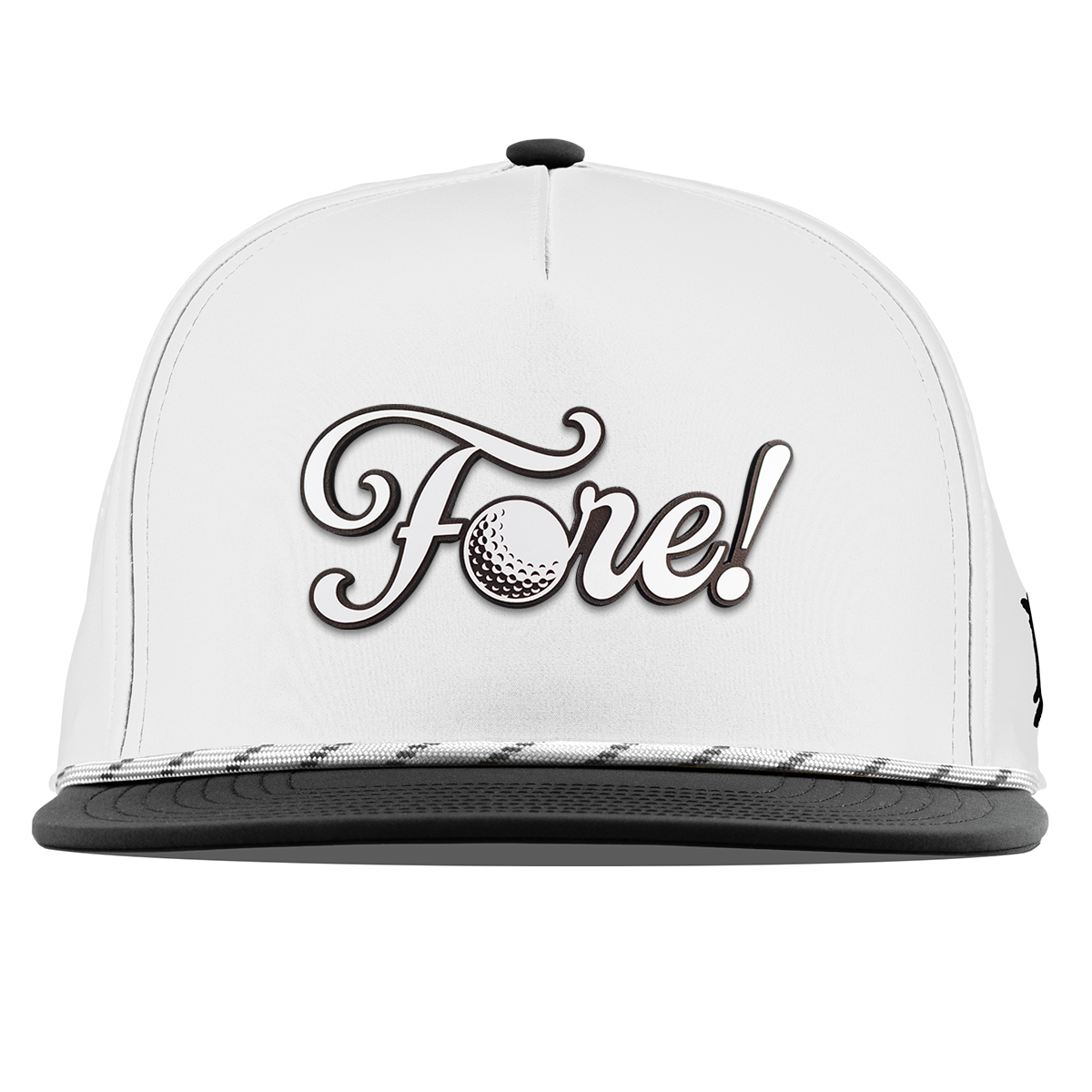 Fore! Script Flat 5 Panel Rope White/Black