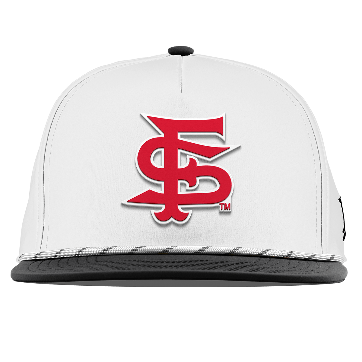 Fresno State University "Fresno State Stacked" Flat 5 Panel Rope White/Black