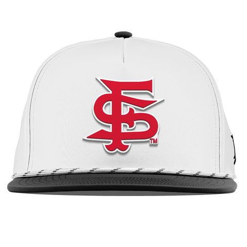 Fresno State University "Fresno State Stacked" Flat 5 Panel Rope White/Black