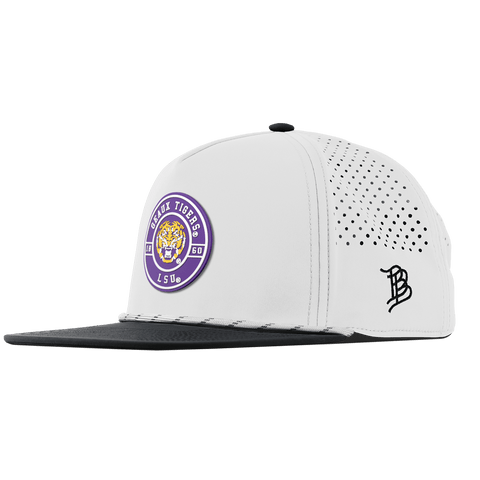 Louisiana State University "Geaux LSU Tigers" Flat 5 Panel Rope White/Black