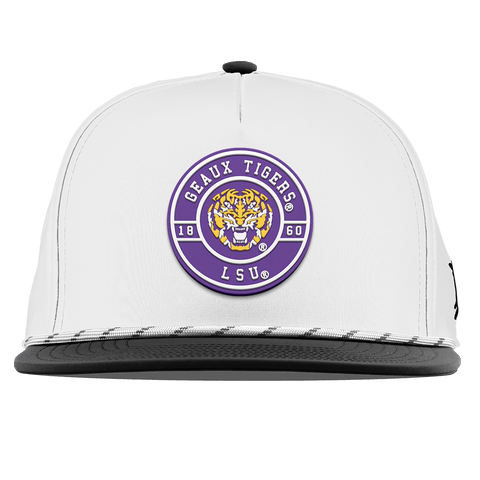 Louisiana State University "Geaux LSU Tigers" Flat 5 Panel Rope White/Black
