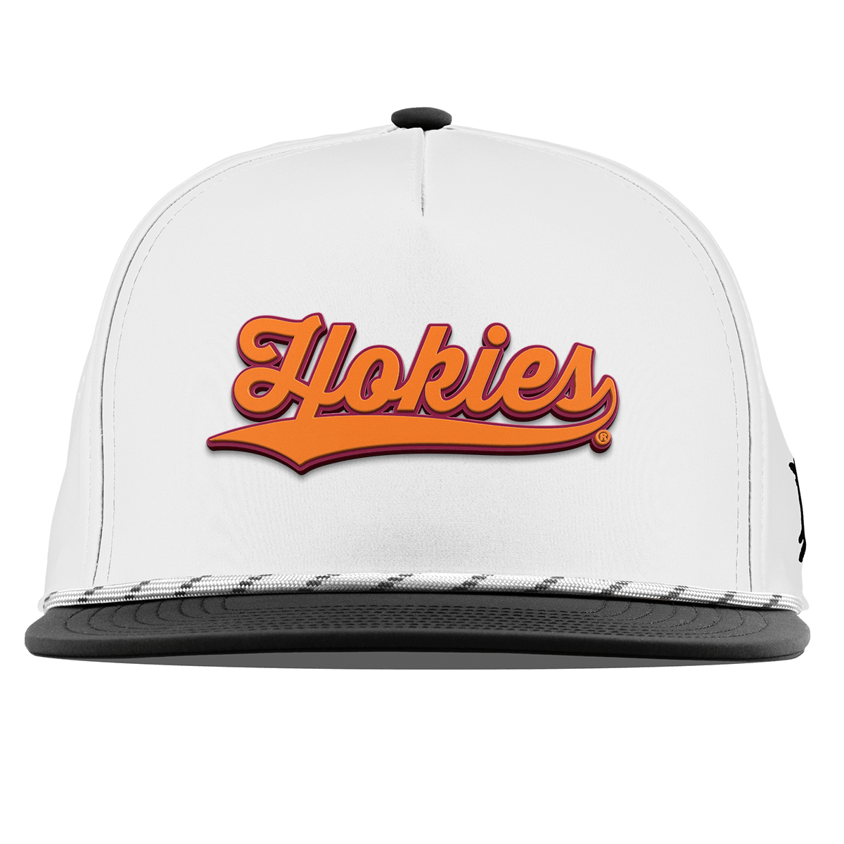 Virginia Tech University "Hokies Script" Flat 5 Panel Rope White/Black