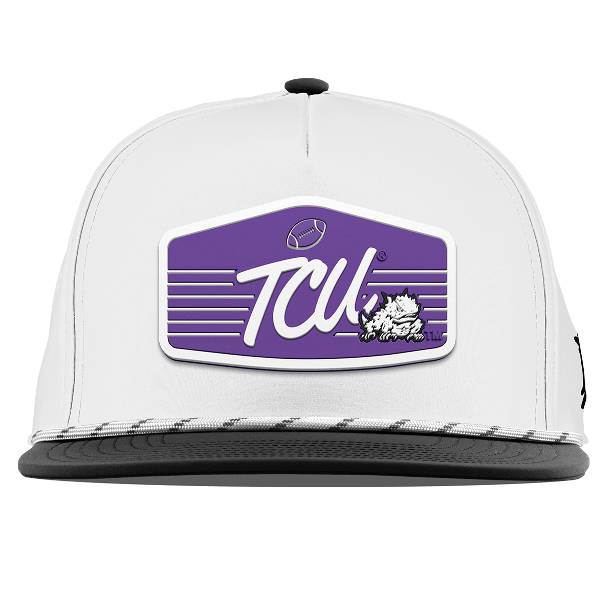Texas Christian University "Horned Frogs Football" Flat 5 Panel Rope White/Black