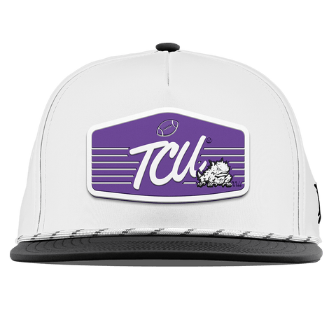 Texas Christian University "Horned Frogs Football" Flat 5 Panel Rope White/Black