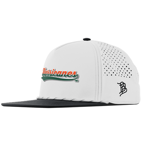 University of Miami "Hurricanes Script" Flat 5 Panel Rope White/Black