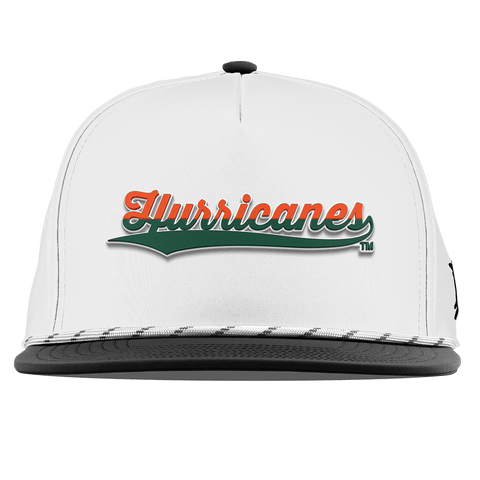 University of Miami "Hurricanes Script" Flat 5 Panel Rope White/Black